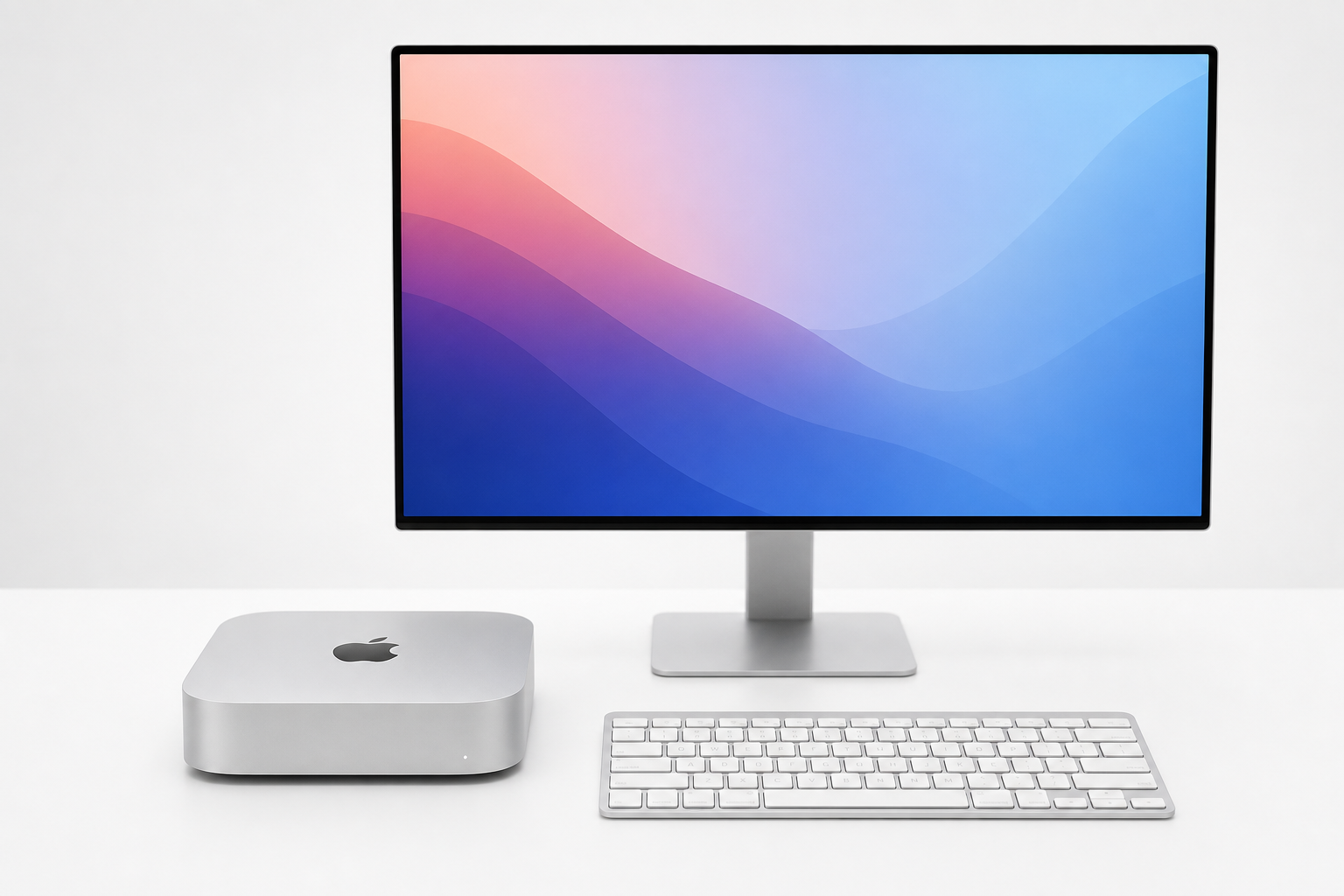 Mac mini desk setup with no fingerprint sensor