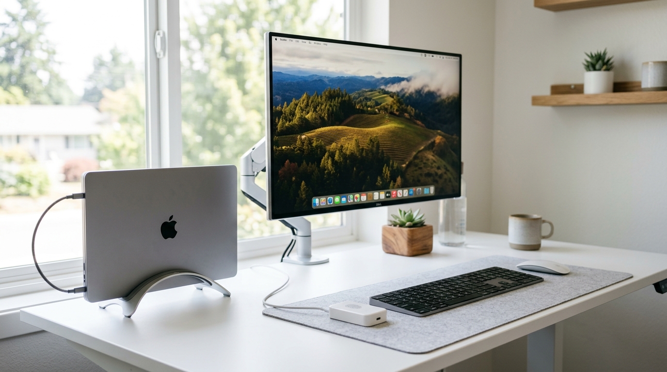 MacBook in clamshell mode with external monitor